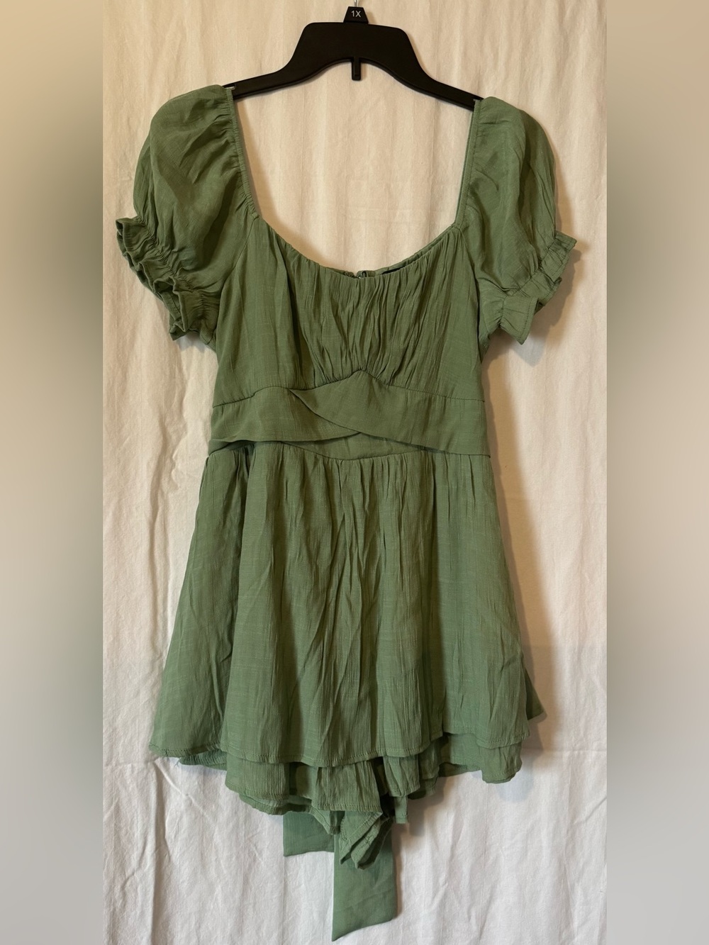 Trixxi Sage Green Tiered Ruffle Dress Romper XL